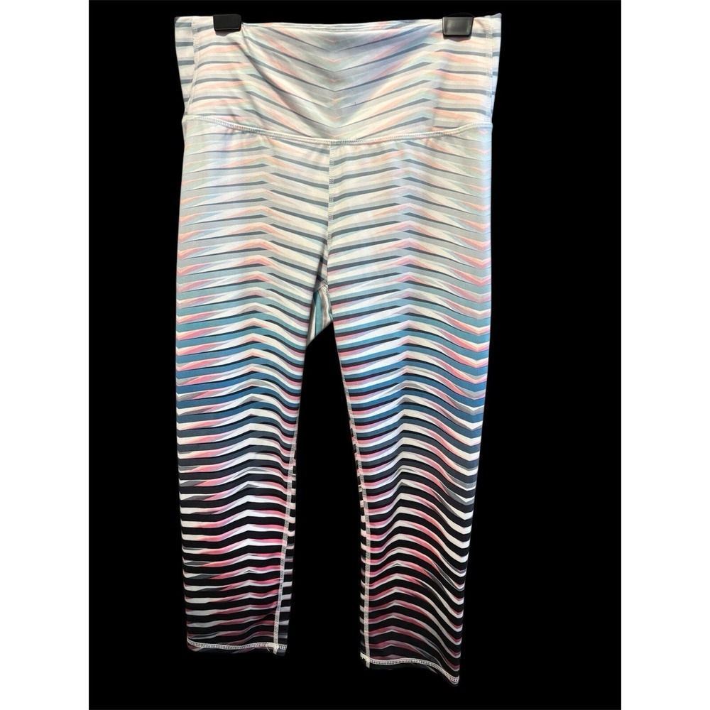 Athleta Medium Capri Leggings Womens Multicolored‎ Prism Stripe Ombre Workout